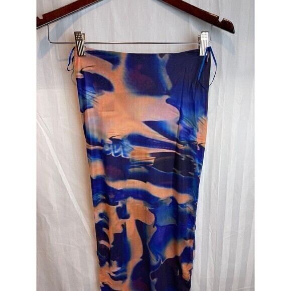 Abstract Print Mesh Elastic Waistband Maxi Skirt Size XS RefN17 - Picture 6 of 7